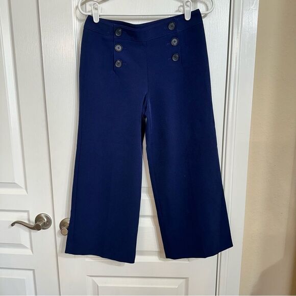 D8 Express Wide-Leg navy Button Pants - Picture 1 of 4